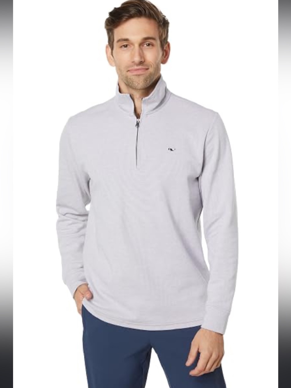 Vineyard Vines Light Gray Half-Zip Pullover Sweater